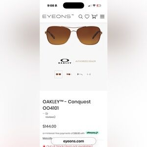 Oakley Conquest (4101-01 59-14-130) Sunglasses - Rose Gold. Brown Lens. A+
